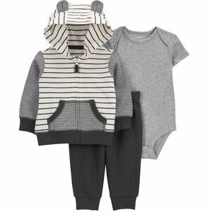 CARTER'S 3-Piece Little Jacket Set 3D Ears Baby Boy Grey Heathered newborn NWT